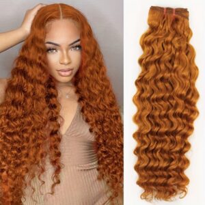 #350 Ginger Water Wave Curly Human Hair Bundles